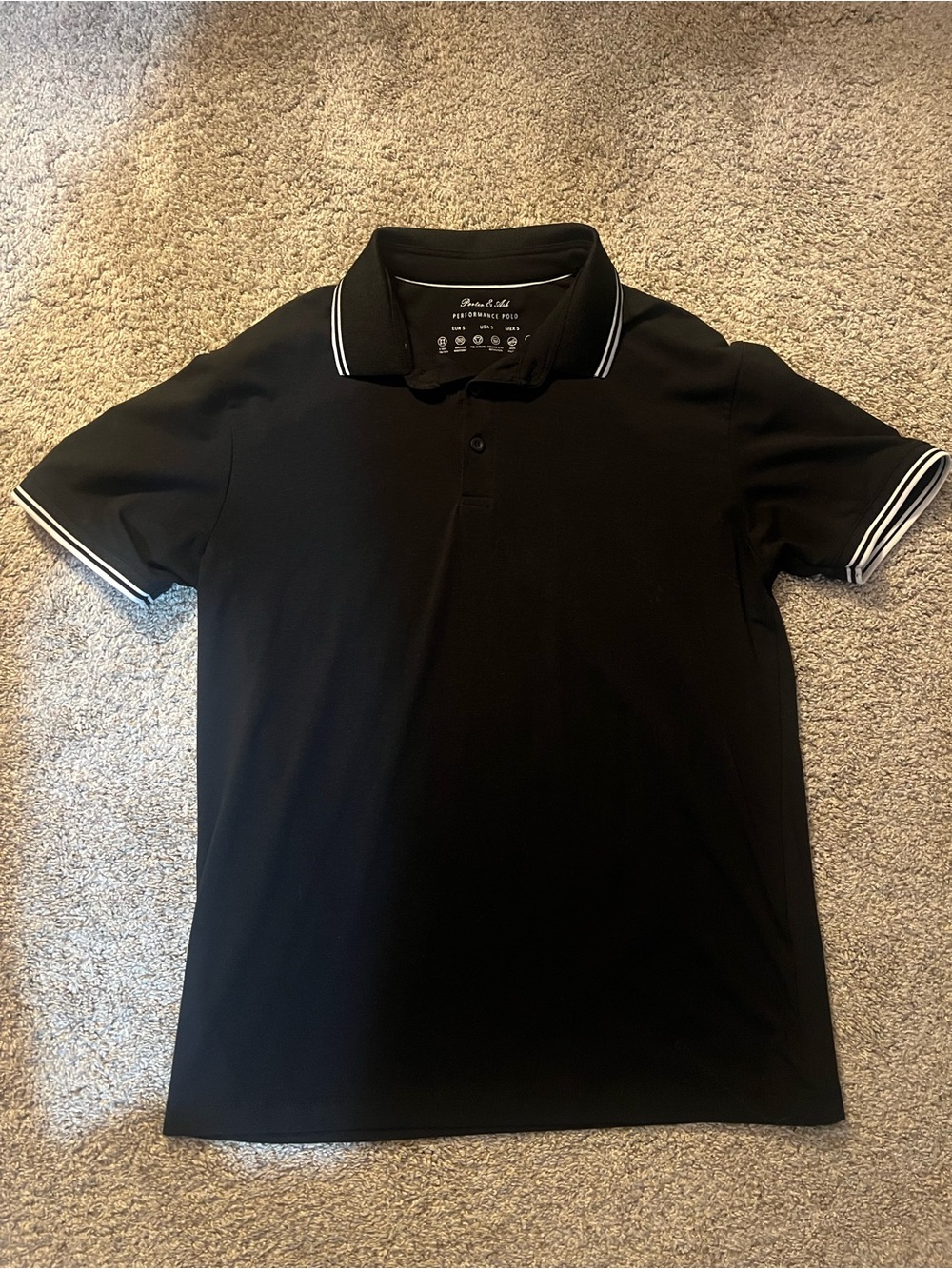 Porter & Ash mens black polo shirt Size S
